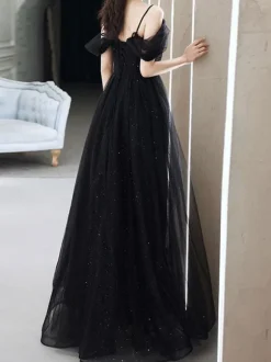 Evening Dress A-Line Strapless Floor-Length Sleeveless Lace-up Lace Social Pageant Dresses