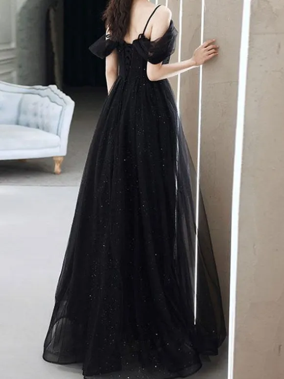 Evening Dress A-Line Strapless Floor-Length Sleeveless Lace-up Lace Social Pageant Dresses