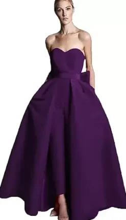 Evening Dress 2026 A-Line Strapless Sleeveless Zipper Bows Satin Fabric Red Formal Dresses Wedding Guest Dresses