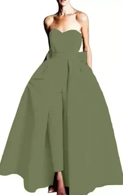 Evening Dress 2026 A-Line Strapless Sleeveless Zipper Bows Satin Fabric Red Formal Dresses Wedding Guest Dresses