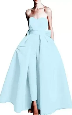 Evening Dress 2026 A-Line Strapless Sleeveless Zipper Bows Satin Fabric Red Formal Dresses Wedding Guest Dresses