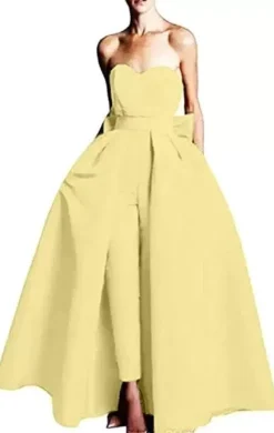 Evening Dress 2026 A-Line Strapless Sleeveless Zipper Bows Satin Fabric Red Formal Dresses Wedding Guest Dresses