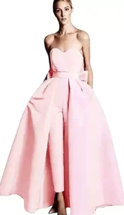 Evening Dress 2026 A-Line Strapless Sleeveless Zipper Bows Satin Fabric Red Formal Dresses Wedding Guest Dresses