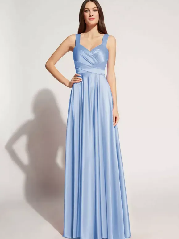 Evening Dress A-Line Sweetheart Neck Floor-Length Sleeveless Zipper Sash Elastic Silk Like Satin Social Party Dresses Free Customization
