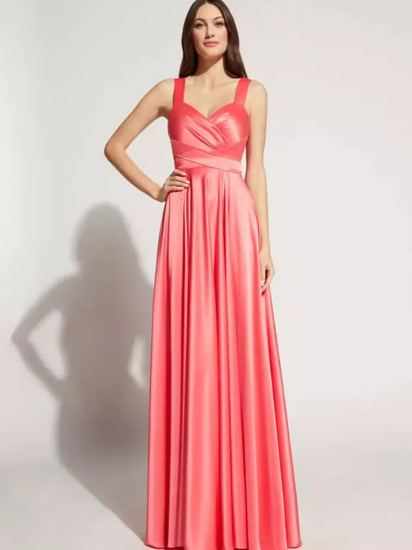 Evening Dress A-Line Sweetheart Neck Floor-Length Sleeveless Zipper Sash Elastic Silk Like Satin Social Party Dresses Free Customization