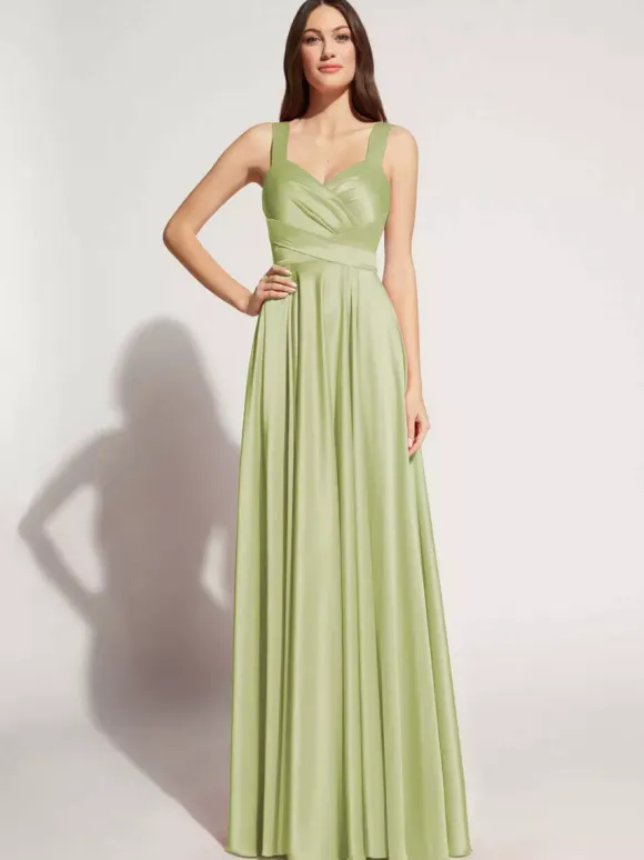 Evening Dress A-Line Sweetheart Neck Floor-Length Sleeveless Zipper Sash Elastic Silk Like Satin Social Party Dresses Free Customization