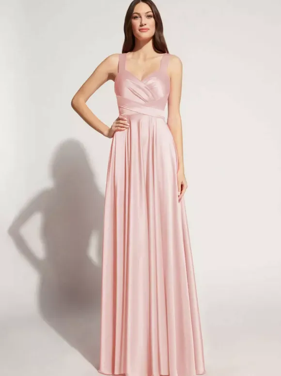 Evening Dress A-Line Sweetheart Neck Floor-Length Sleeveless Zipper Sash Elastic Silk Like Satin Social Party Dresses Free Customization