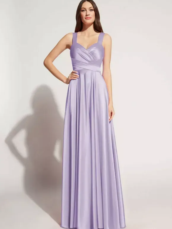 Evening Dress A-Line Sweetheart Neck Floor-Length Sleeveless Zipper Sash Elastic Silk Like Satin Social Party Dresses Free Customization