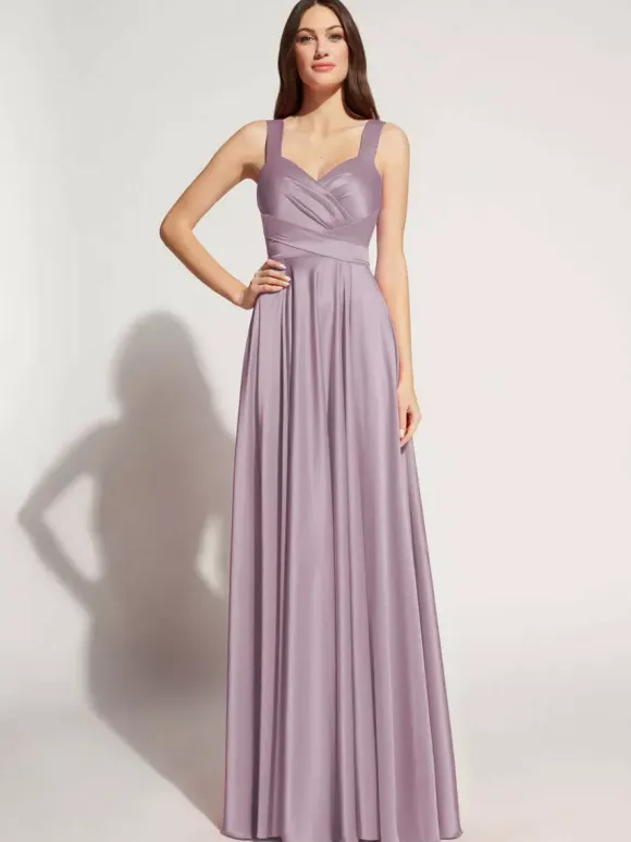 Evening Dress A-Line Sweetheart Neck Floor-Length Sleeveless Zipper Sash Elastic Silk Like Satin Social Party Dresses Free Customization