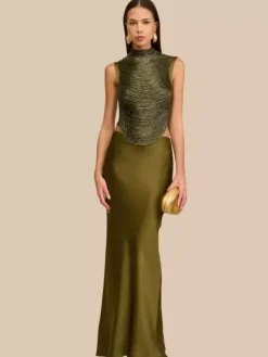 Evening Dress Ball Gown Designed Neckline Polyester Floor-Length Fringe Formal Party Dresses