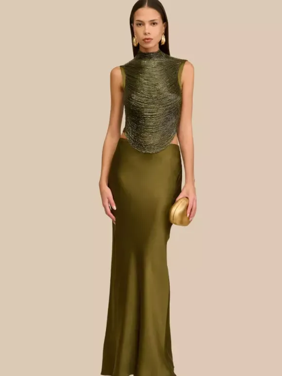 Evening Dress Ball Gown Designed Neckline Polyester Floor-Length Fringe Formal Party Dresses
