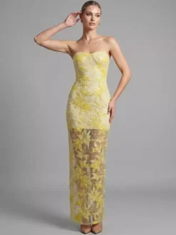 Evening Dress Ball Gown Strapless Lace Floor-Length Sequins Formal Dinner Dresses