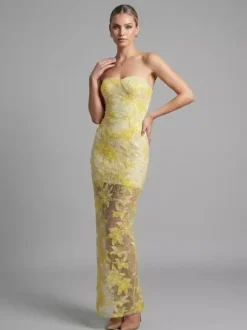 Evening Dress Ball Gown Strapless Lace Floor-Length Sequins Formal Dinner Dresses