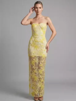 Evening Dress Ball Gown Strapless Lace Floor-Length Sequins Formal Dinner Dresses
