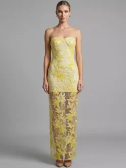 Evening Dress Ball Gown Strapless Lace Floor-Length Sequins Formal Dinner Dresses