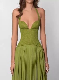 Evening Dress Ball Gown Sweetheart Neck Lace With Train Pleated Formal Party Dresses