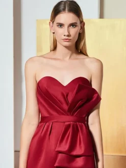 Evening Dress Jumpsuit Sweetheart Neck Satin Fabric Floor-Length Pleated Formal Party Dresses
