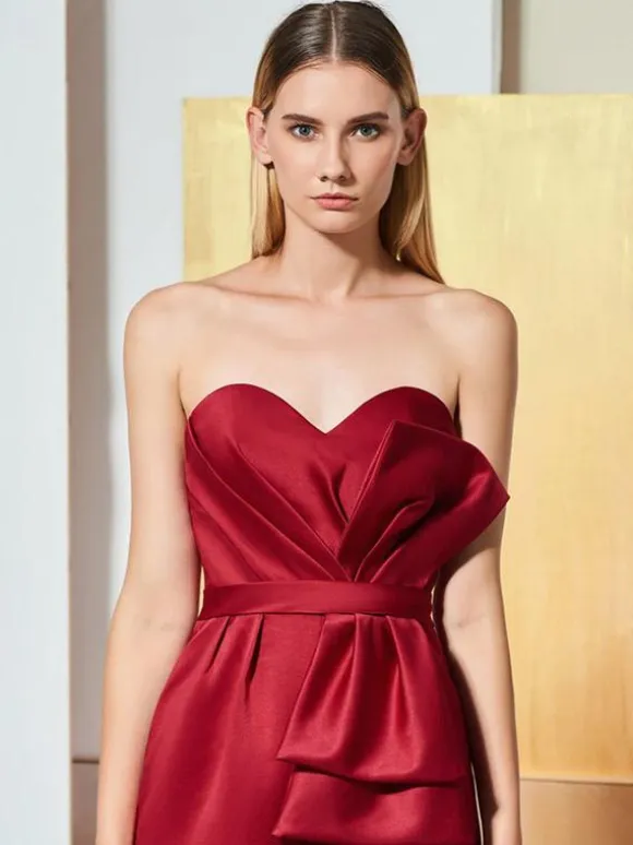 Evening Dress Jumpsuit Sweetheart Neck Satin Fabric Floor-Length Pleated Formal Party Dresses
