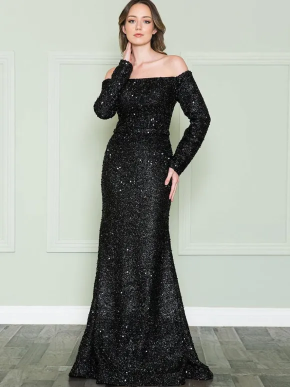 Evening Dress 2026 Mermaid Bateau Neck Sequined With Train Formal Dinner Dresses