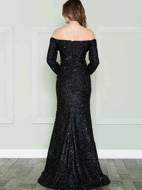 Evening Dress 2026 Mermaid Bateau Neck Sequined With Train Formal Dinner Dresses