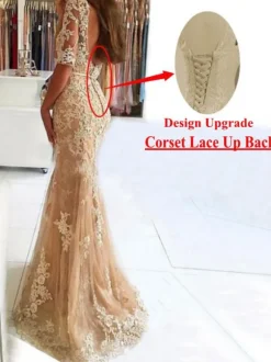 Evening Dress 2026 Mermaid Illusion Neckline Lace Applique Formal Dresses Free Customization