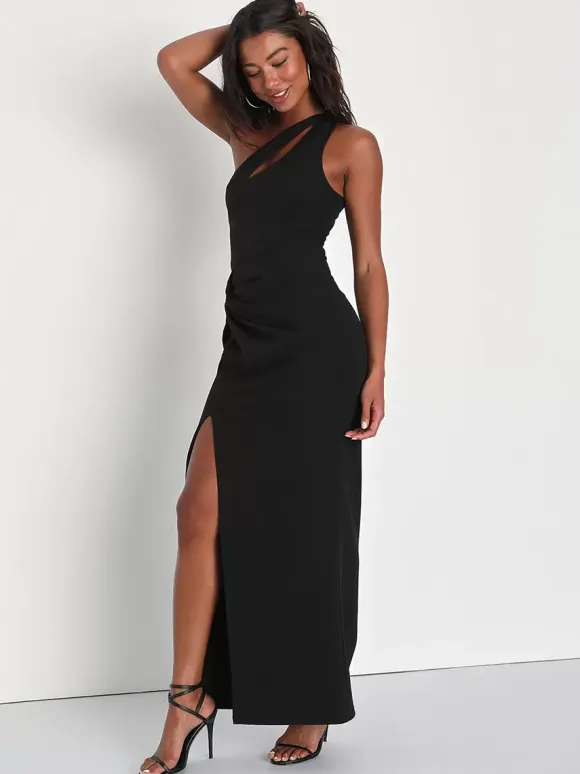 Evening Dress Mermaid One-Shoulder Stretch Crepe Ankle-Length Split Front Social Party Dresses