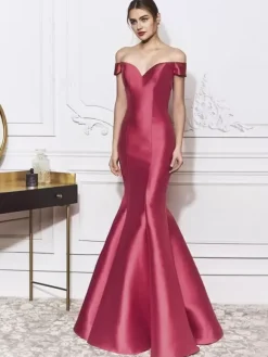 Evening Dress Mermaid V-Neck Floor-Length Bows Elegant Formal Dinner Dresses