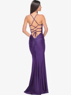 Evening Dress Mermaid V-Neck Satin Fabric With Train Formal Party Dresses