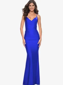 Evening Dress Mermaid V-Neck Satin Fabric With Train Formal Party Dresses