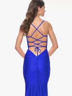 Evening Dress Mermaid V-Neck Satin Fabric With Train Formal Party Dresses