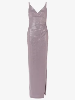 Evening Dress Sheath V-Neck Polyester Floor-Length Pleated Social Party Dresses