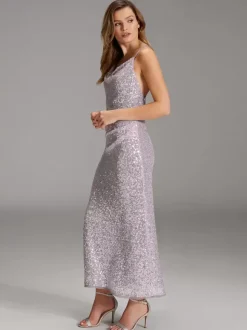 Evening Dress Sheath V-Neck Sequined Ankle-Length Sequins Formal Party Dresses