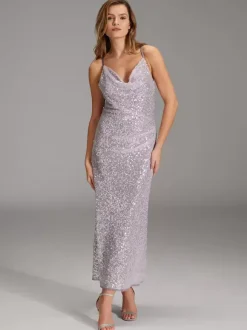 Evening Dress Sheath V-Neck Sequined Ankle-Length Sequins Formal Party Dresses