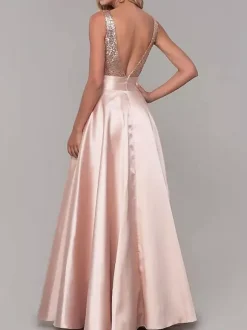 Evening Dress V-Neck Floor-Length Social Pageant Dresses
