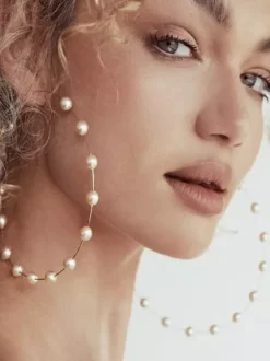 Exaggerated Pearl Hoop Earrings For Women 2026