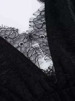 Eyelash Trim Lace Maxi Dress for Women - Sexy Deep V Neck Sleeveless Sheer Tiered Sundress - Summer Beach Party 2026