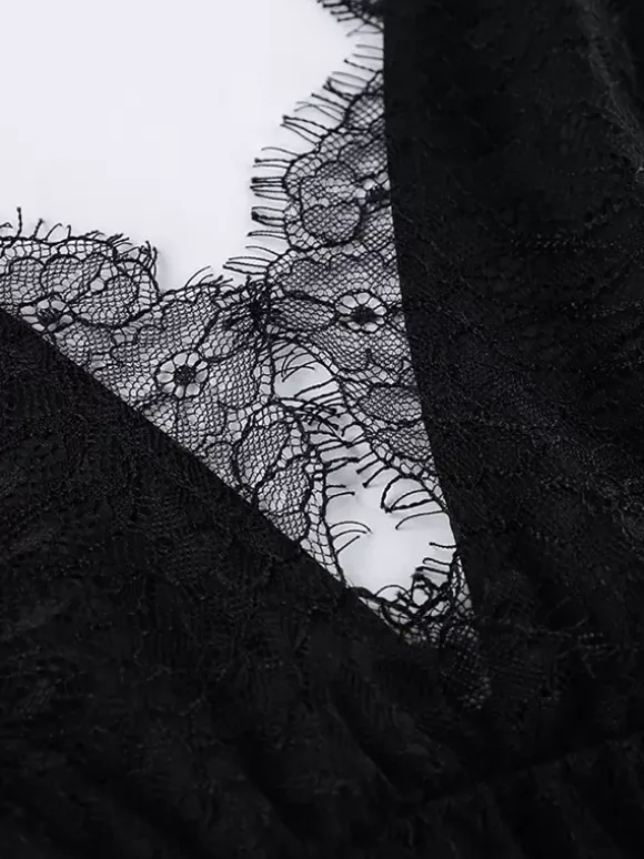 Eyelash Trim Lace Maxi Dress for Women - Sexy Deep V Neck Sleeveless Sheer Tiered Sundress - Summer Beach Party 2026