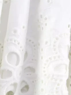 Eyelet Lace Mini Dress For Women - White Smocked Strapless Ruffle Tube Sundress - Summer Beach Vacation 2026
