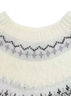 Fair Isle Knitted Jumper High Neck Long Sleeve Pullover For Women 2026
