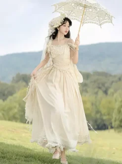 Fairy Lolita Dresses White Flower Lolita Tea Party Prom Dress