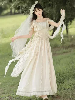 Fairy Lolita Dresses White Flower Lolita Tea Party Prom Dress