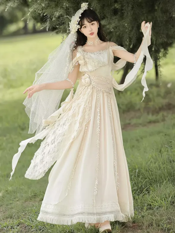 Fairy Lolita Dresses White Flower Lolita Tea Party Prom Dress