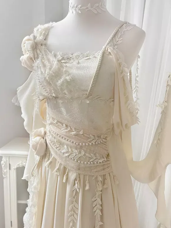Fairy Lolita Dresses White Flower Lolita Tea Party Prom Dress