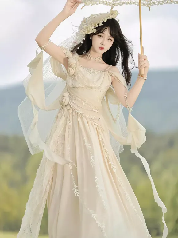 Fairy Lolita Dresses White Flower Lolita Tea Party Prom Dress