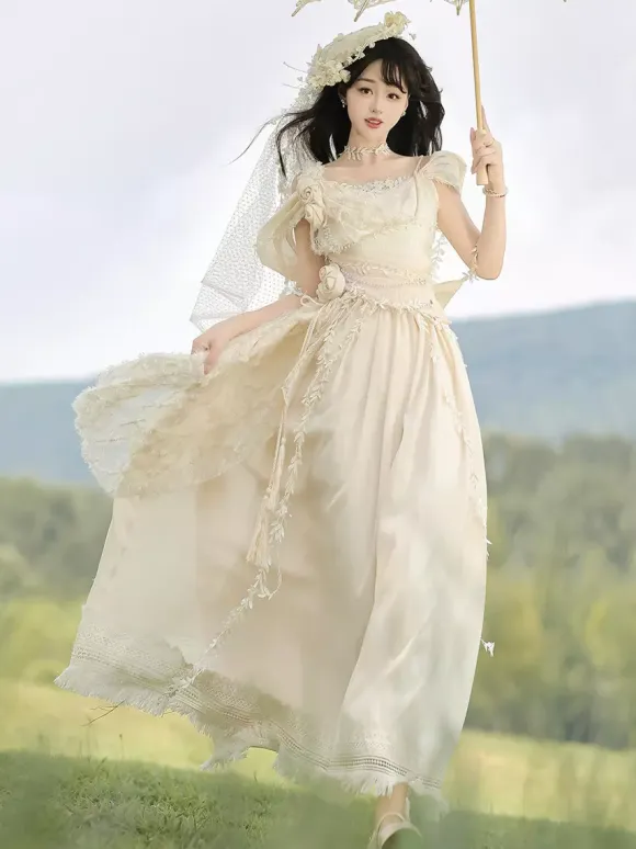 Fairy Lolita Dresses White Flower Lolita Tea Party Prom Dress