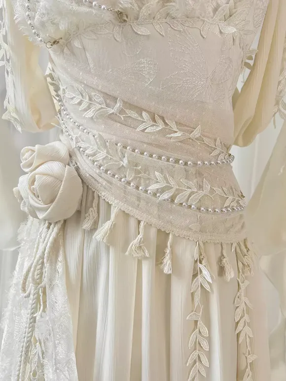 Fairy Lolita Dresses White Flower Lolita Tea Party Prom Dress