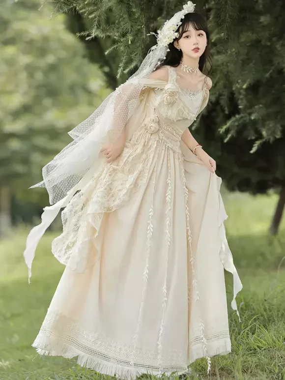 Fairy Lolita Dresses White Flower Lolita Tea Party Prom Dress
