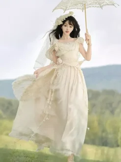 Fairy Lolita Dresses White Flower Lolita Tea Party Prom Dress