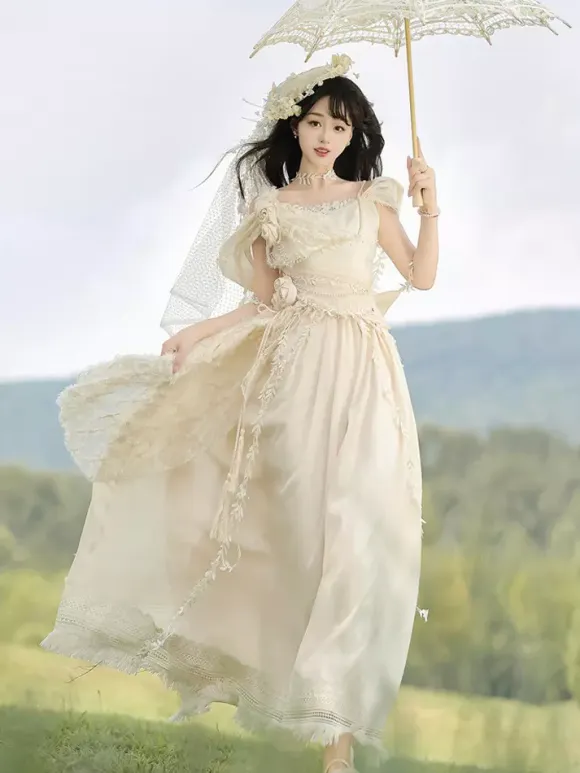 Fairy Lolita Dresses White Flower Lolita Tea Party Prom Dress