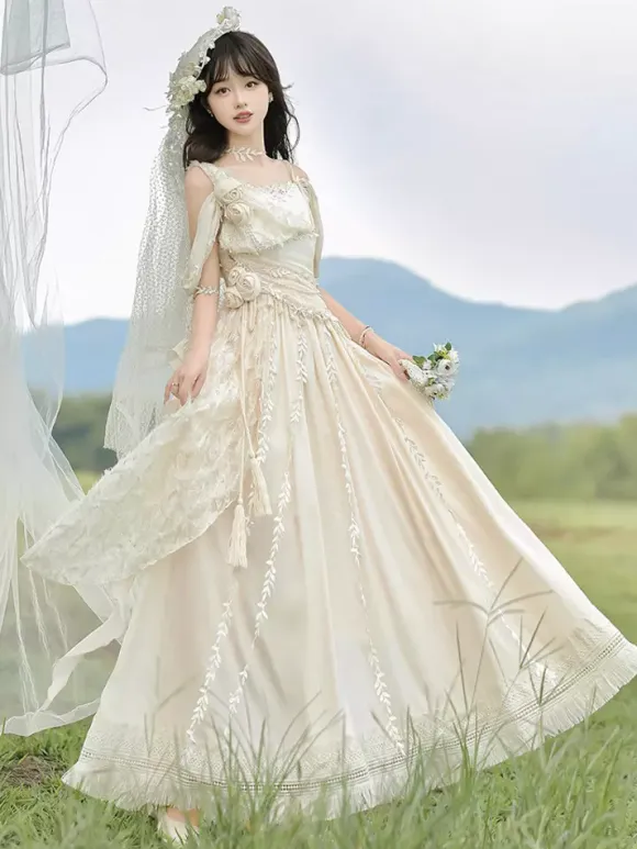 Fairy Lolita Dresses White Flower Lolita Tea Party Prom Dress